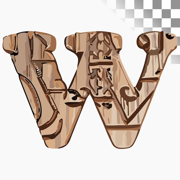 Plik wektorowy w design letter stylish font rzeźbiony drewno alfabet