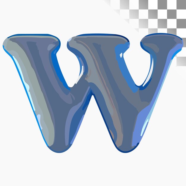 Plik wektorowy w letter design stylish font blue 3d renderowany plastikowy gładki balon alfabet