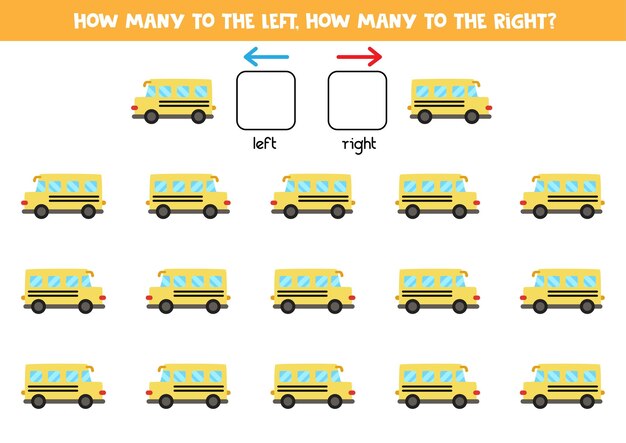 W Lewo Lub W Prawo Z żółtym Szkolnym Autobusem. Gra Edukacyjna Do Nauki Lewej I Prawej Strony.