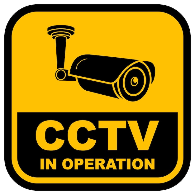 W operacji CCTV Sign HighQuality Security Camera Warning Vector 02