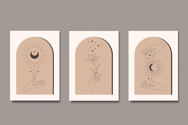 w połowie wieku nowoczesny bohemy z ręcznie mistycznym projektem plakatu ilustracji