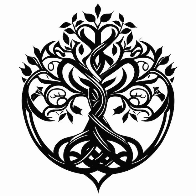 Plik wektorowy w stylu celtyckim drzewo życia tatuaż ilustracja wektorowa