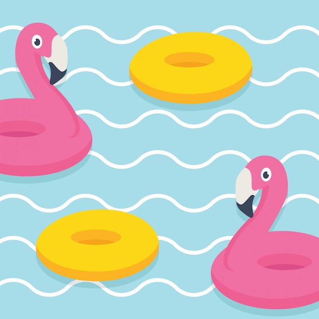 W wakacje letnie, Hello! Ilustracja lato transparent, Flamingo