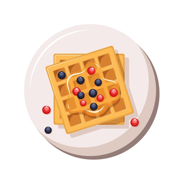 Wafle z owocami na talerzu izolowanym na białym tle