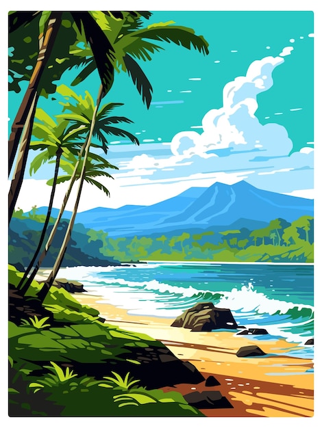 Plik wektorowy waianapa hawaii vintage travel poster souvenir postcard portret malarstwo ilustracja wpa