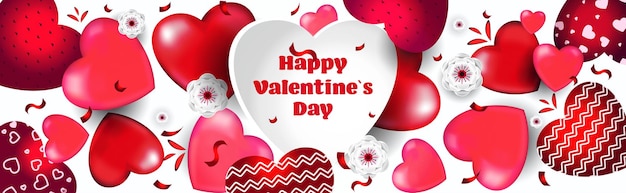 Walentynki Celebracja Miłość Baner Ulotka Lub Kartka Z życzeniami Z Poziomymi Sercami