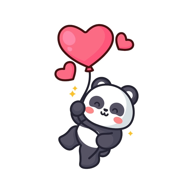 Walentynki Ilustracja Z Kawaii Panda