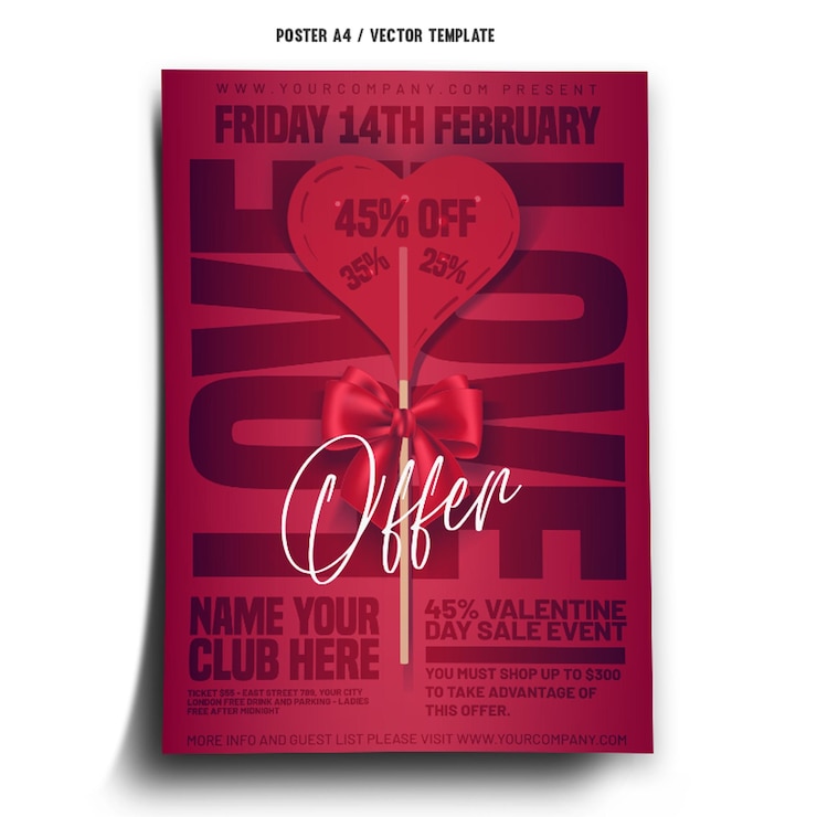 Wektor walentynki oferta szablon plakatu wydarzenia