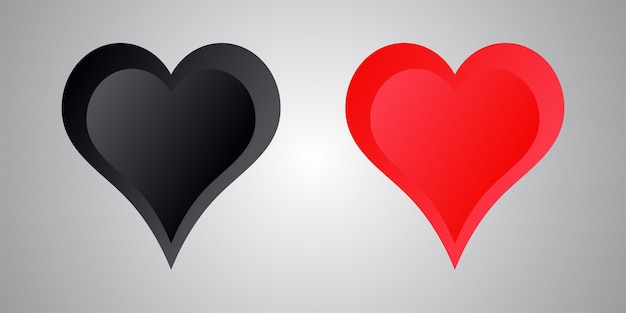 walentynki serce ilustracja kształty z czerwonym gradientem i czarnym gradientem