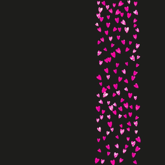 Walentynki Tło Z Różowymi Brokatowymi Sercami 14 Lutego Dzień Konfetti Wektorowe Dla Szablonu Tła Walentynkowego Grunge Ręcznie Rysowane Tekstury