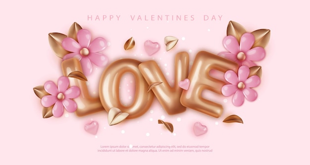Walentynki Tło Z Tekstem Miłość I Kwiaty Holiday Transparent Sieci Web Plakat Ulotka Stylowa Broszura Okładka Karty Z Pozdrowieniami Romantyczny Tła