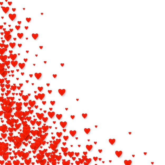 Plik wektorowy walentynki wzór karty z czerwonym sercem spadającym. symbol miłości na białym tle. ilustracja wektorowa