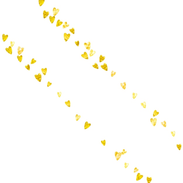 Plik wektorowy walentynki z złotym błyszczącym sercem 14 lutego konfetti wektorowe dla walentynek wzór tła grunge ręcznie narysowana tekstura