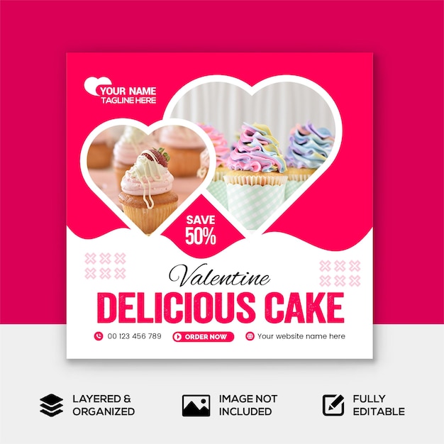 Walentynkowe Ciasto Sprzedaży Szablon Postu W Mediach Społecznościowych Premium Wektorów