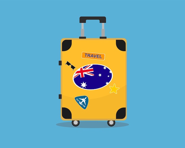 Walizka lub bagaż z flagą Australii pomysł na wakacje i wakacje