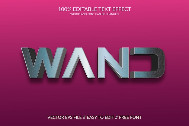 Plik wektorowy wand 3d vector w pełni edytowalny efekt tekstowy