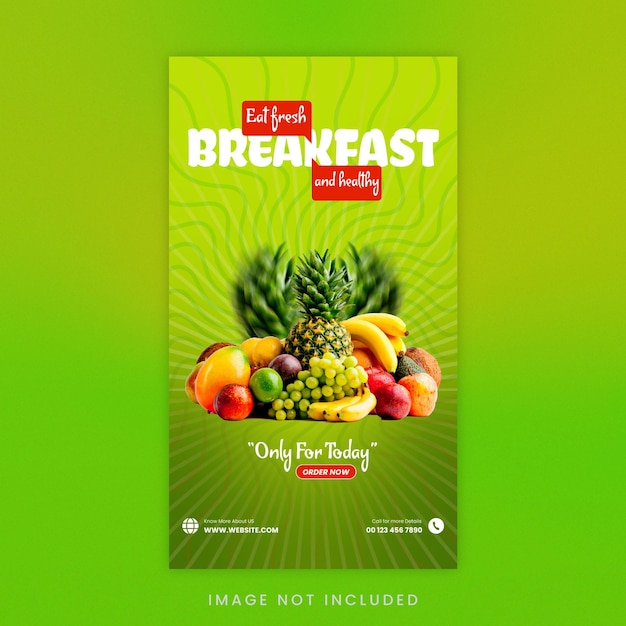 Warzywa Wegańskie Organiczne Zdrowe Jedzenie śniadanie Facebook Instagram Story Post Szablon Projektu