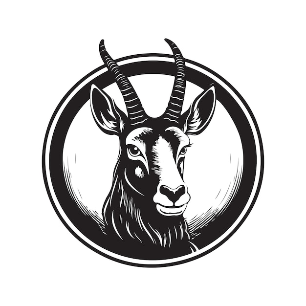 Waterbuck vintage logo koncepcja sztuki czarno-biały kolor ręcznie rysowane ilustracja