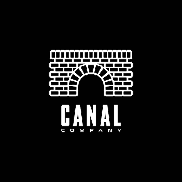 Waterway Bridge Brick Canal Logo Prosty Projekt