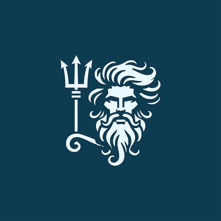 Wektor wave poseidon god logo