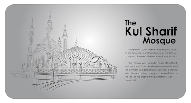 Plik wektorowy ważny meczet islamu na szarym tle historia islamu atrakcja turystyczna dziedzictwo światowe