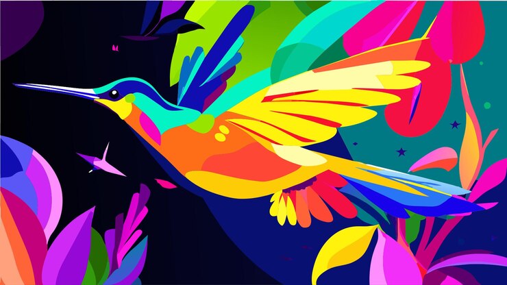 Wektor wdzięczny kolibri w środku lotu ilustracja wektorowa