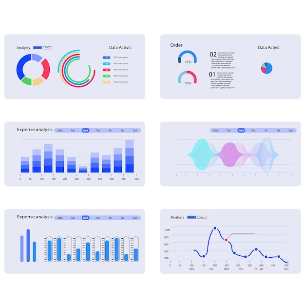 Web dashboard świetny projekt dla dowolnych celów witryny szablon infografiki biznesowej Wektor płaski