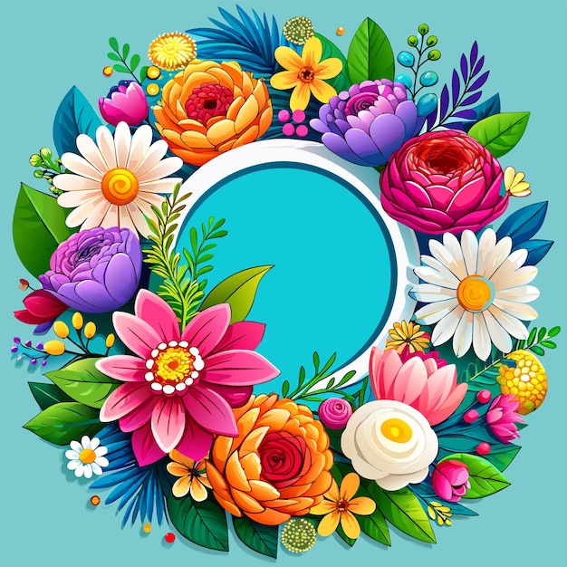Plik wektorowy wedding anniversary decorative floral frame for greeting card hand drawn sticker icon concept