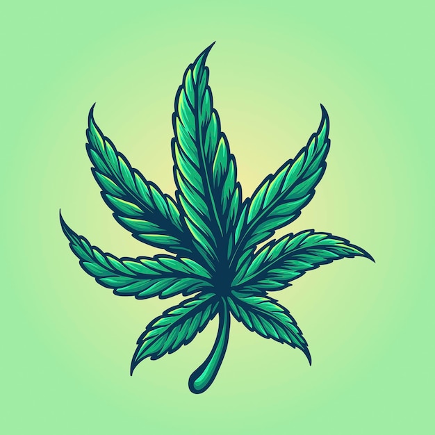 Weed Leaf kolorowe ilustracje Logo styl Vintage