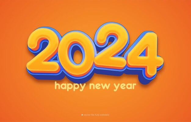 Wektor 2024 z efektem tekstowym edytowalnym stylem tekstu 3D