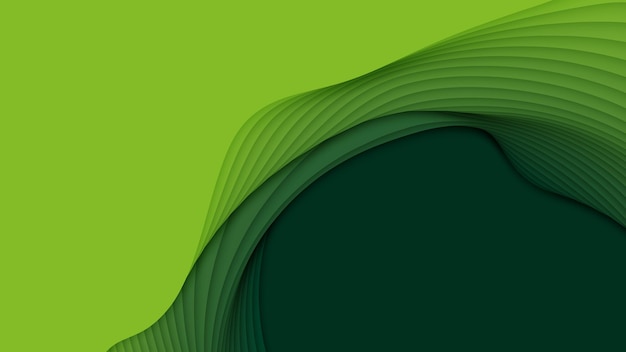 Wektor 3D abstrakcyjne tło z kształtami wyciętymi z papieru Zielona sztuka rzeźbienia Papierowy krajobraz z gradientem zanikania kolorów Minimalistyczny projekt układu do prezentacji biznesowych ulotki plakaty