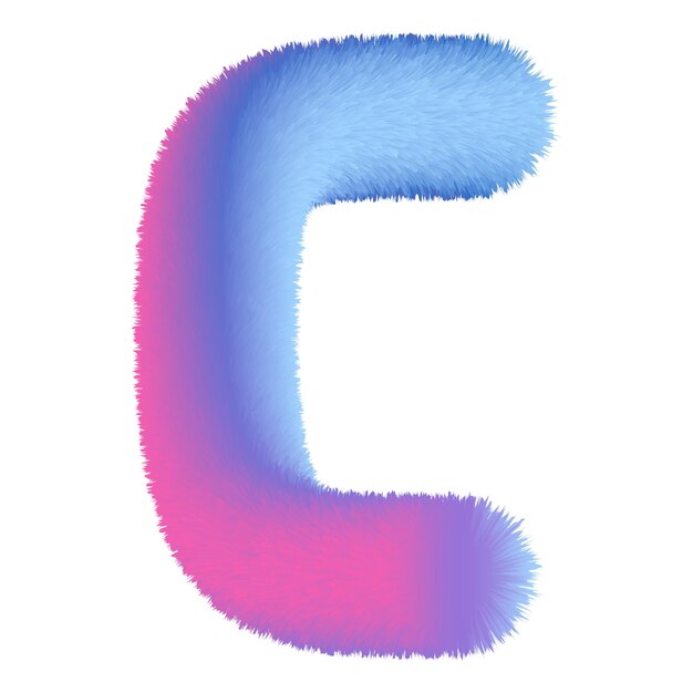 Wektor 3D futrzany gradient litery C projekt dla kreatywnych projektów