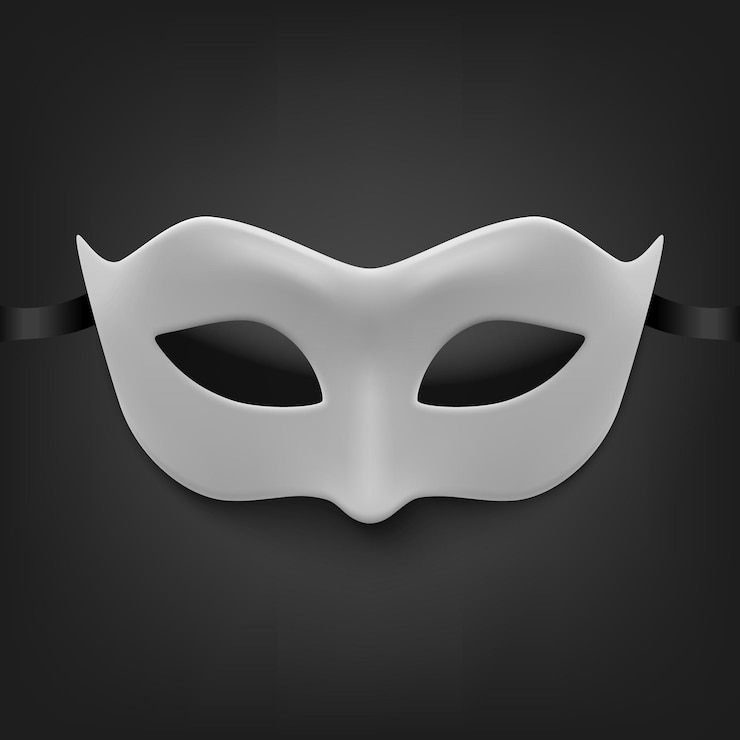 Wektor wektor 3d realistyczne białe maski karnawałowe do dekoracji strony masquerade zbliżenie szablon projektu maski dla mężczyzny lub kobiety karnawał party secret hero stranger concept