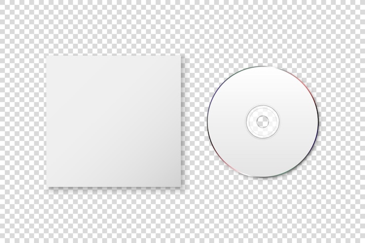 Wektor wektor 3d realistyczne białe płyty cd dvd z polem papieru okładka zestaw zbliżenie na przezroczystym tle szablon projektu dla makieta opakowania cd miejsca kopiowania widok z góry