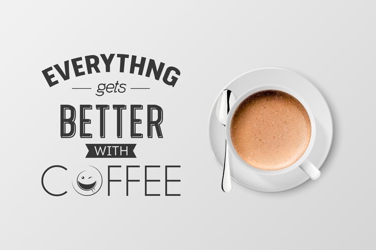 Wektor wektor 3d realistyczny biały metalowy kubek emaliowany z pianki kawy capuccino latte na białym tle filiżanka kawy z typografią cytat frazę o kawie czas ilustracja szablon projektu widok z góry