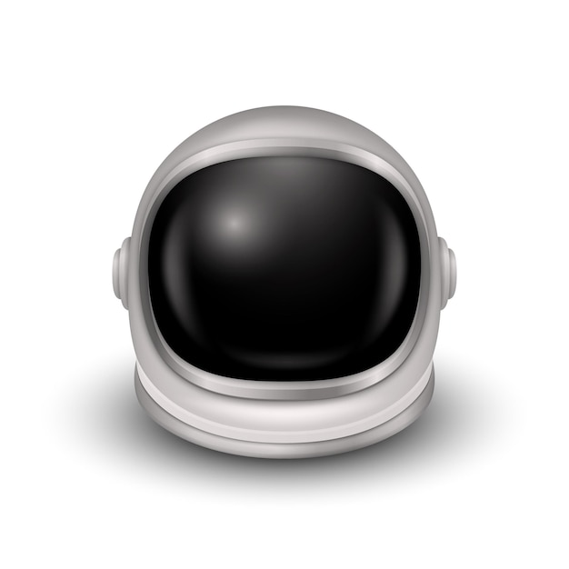 Plik wektorowy wektor 3d realistyczny hełm astronauta maska kosmonauta z przezroczystą szklaną wizjerką do eksploracji kosmosu izolowany biały garnitur część do ochrony głowy kosmonauta szablon projektu hełmu kosmicznego