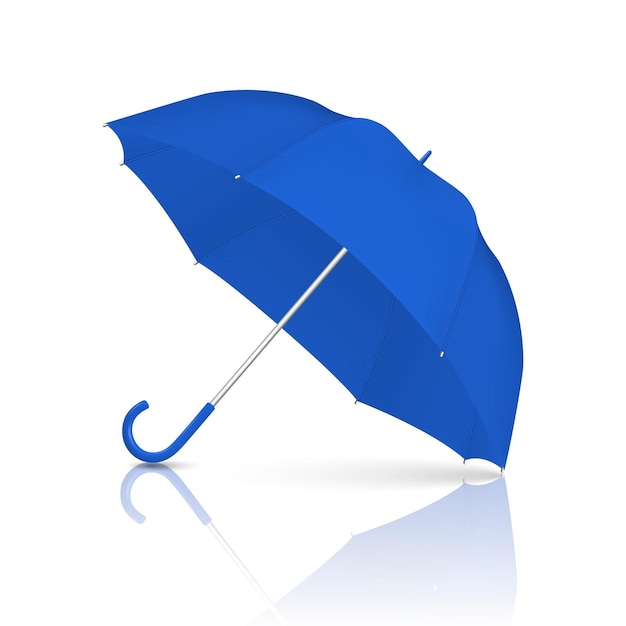 Wektor 3d realistyczny render niebieski parasol pusty ikona zbliżenie na białym tle szablon projektu otwarty parasol dla marki makieta reklamować itp widok z przodu