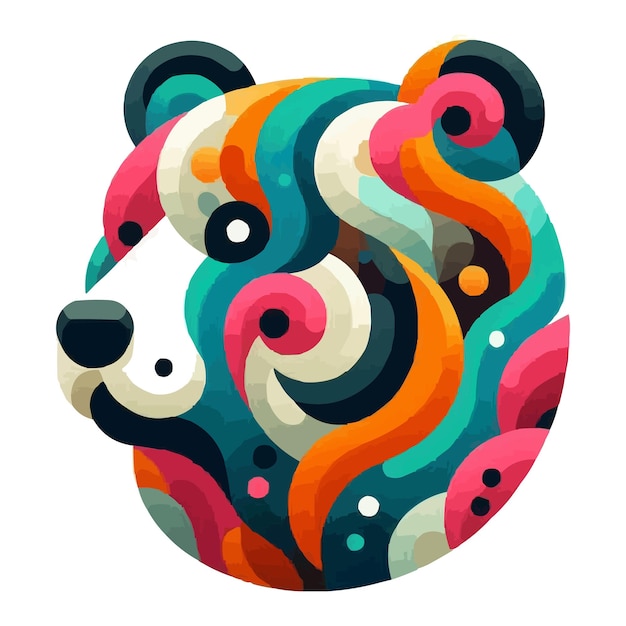 Wektor Abstrakcyjny Wielokolorowa Głowa Niedźwiedzia Logo Płaska Głowa Niedzyja