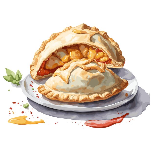 Plik wektorowy wektor akwarelowy empanada pastel clipart edytowalne białe tło