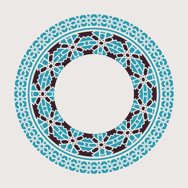 Wektor Azjatycki Geometrycznej Mandali Rama Arabski Okrągły Element Dekoracyjny