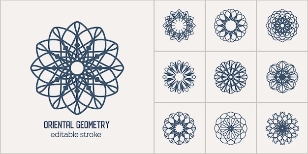 Wektor Azjatyckich Liniowych Symboli Geometrycznych