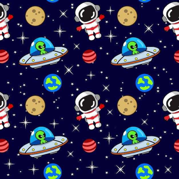Wektor bezszelestny wzór astronauty i obcy w kosmosie