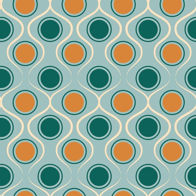 Wektor bezszwowy wzór z geometrycznymi kształtami w nowoczesnym stylu retro Abstrakcyjne tła w stylu vintage lat 60. 70. w zielonych niebieskich kolorach beżu