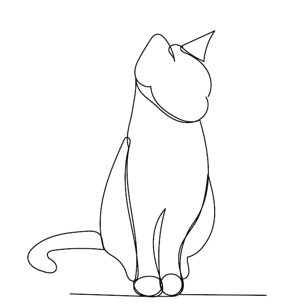 Plik wektorowy wektor białe tło ciągły rysunek linii siedzącego kota