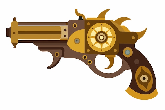 Wektor broni Steampunk Mechanical Design na białym tle
