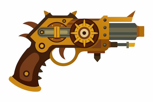 Wektor broni Steampunk Mechanical Design na białym tle
