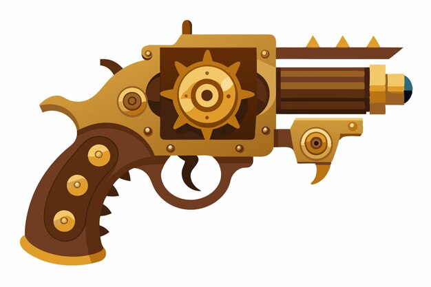 Wektor broni Steampunk Mechanical Design na białym tle