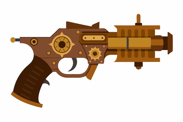 Wektor broni Steampunk Mechanical Design na białym tle