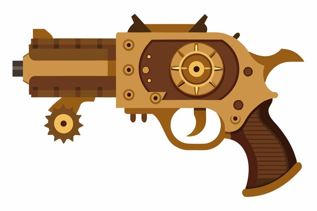 Wektor broni Steampunk Mechanical Design na białym tle