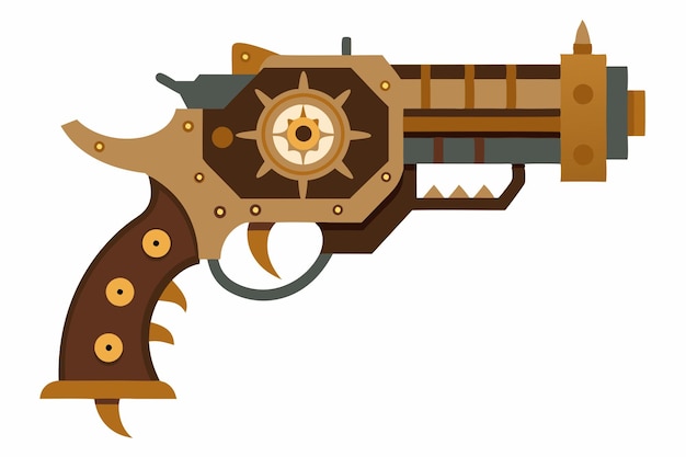Wektor broni Steampunk Mechanical Design na białym tle